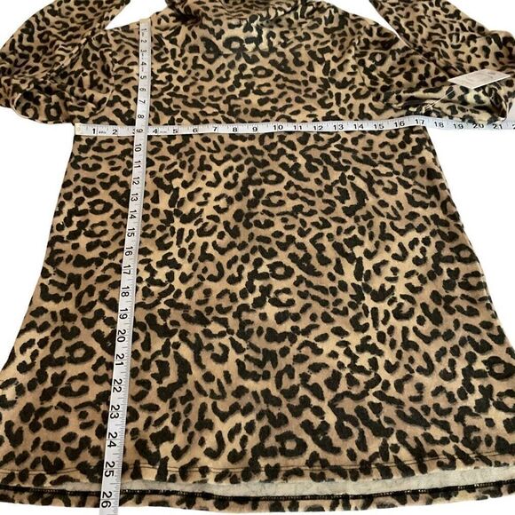 Bobeau Top Cowl Neck Built In Face Cover Black Tan Taupe Animal Print Small - Picture 7 of 11